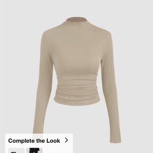 Cider Taupe Mockneck Long Sleeve Ruched Top NWT